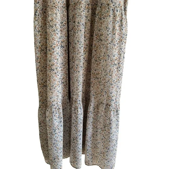 Wishlist Apparel Floral Cream Maxi Ruffle V-neck Lined  Boho Dress Sz Medium - Picture 8 of 14